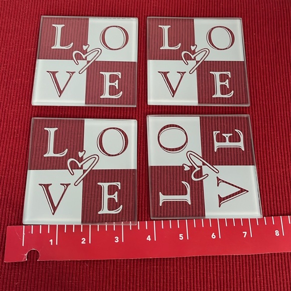 NWOT 4 glass LOVE coasters - Picture 2 of 5